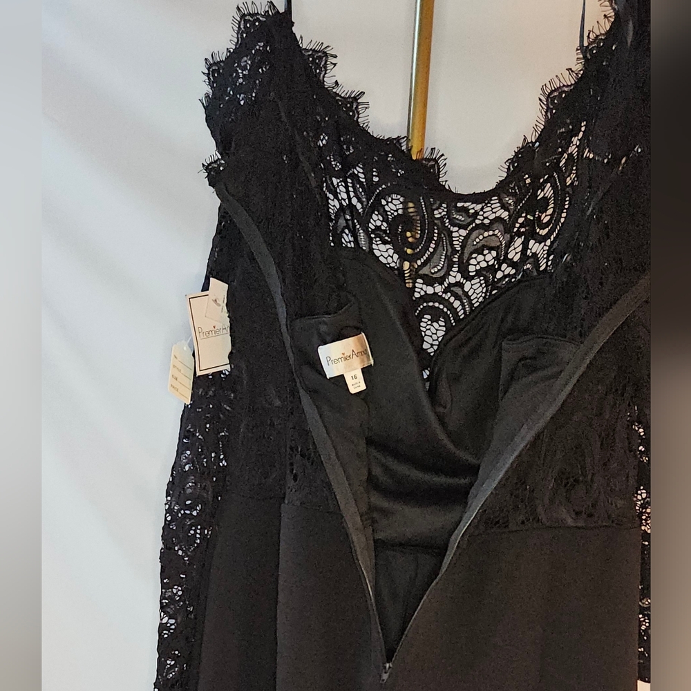 Premier Amour Chic Black Lace V-Neck Wide Leg Jumpsuit - Picture 3 of 11